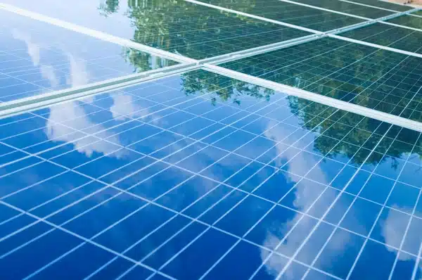 solar panel with reflection